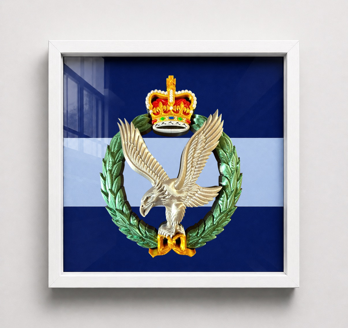 Army Air Corps Cap Badge Display Frame Queen's Crown - Precision Military Emblems 