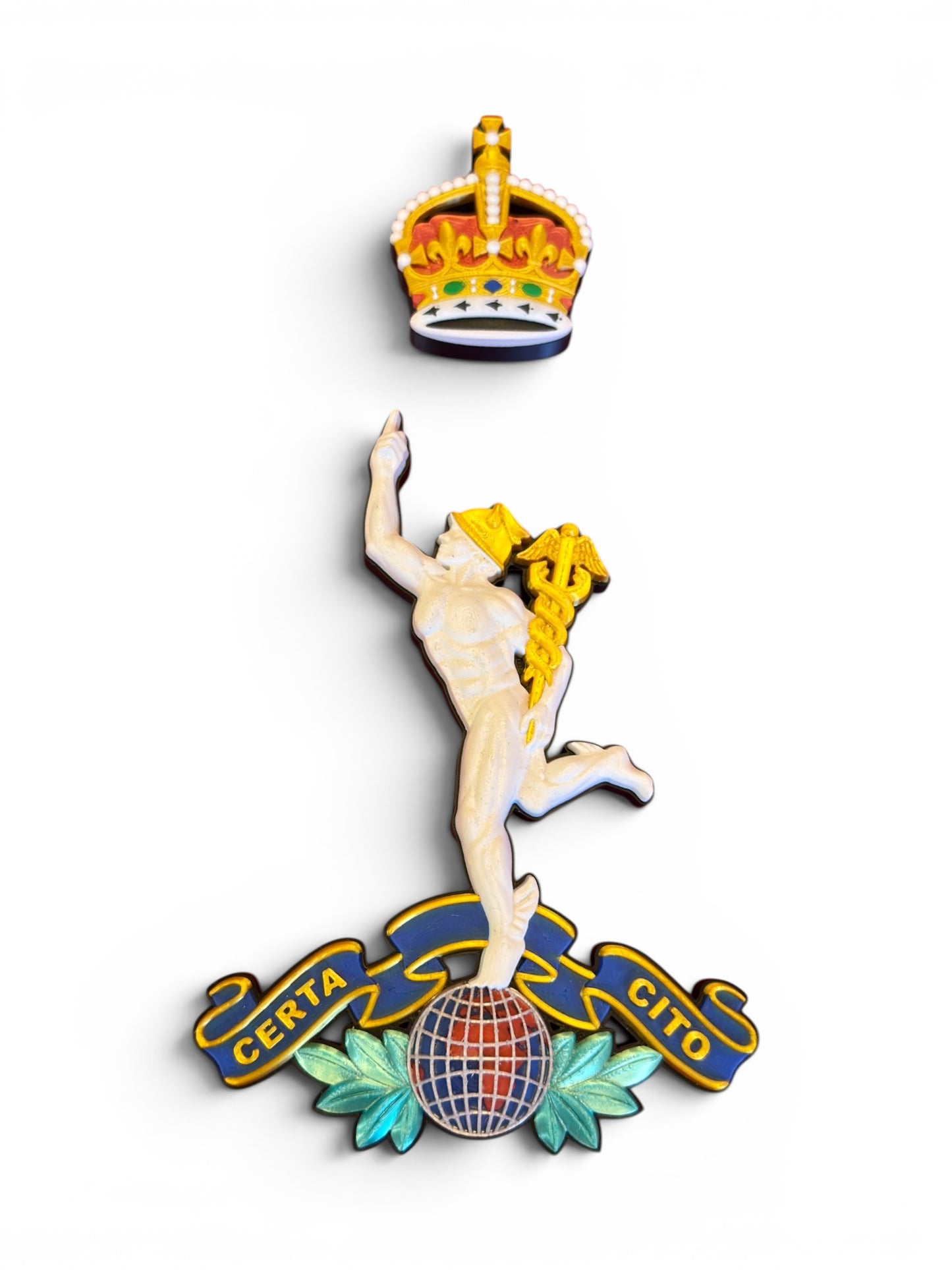 Royal Corps of Signals 3D Printed Cap Badge King's Crown - Precision Military Emblems