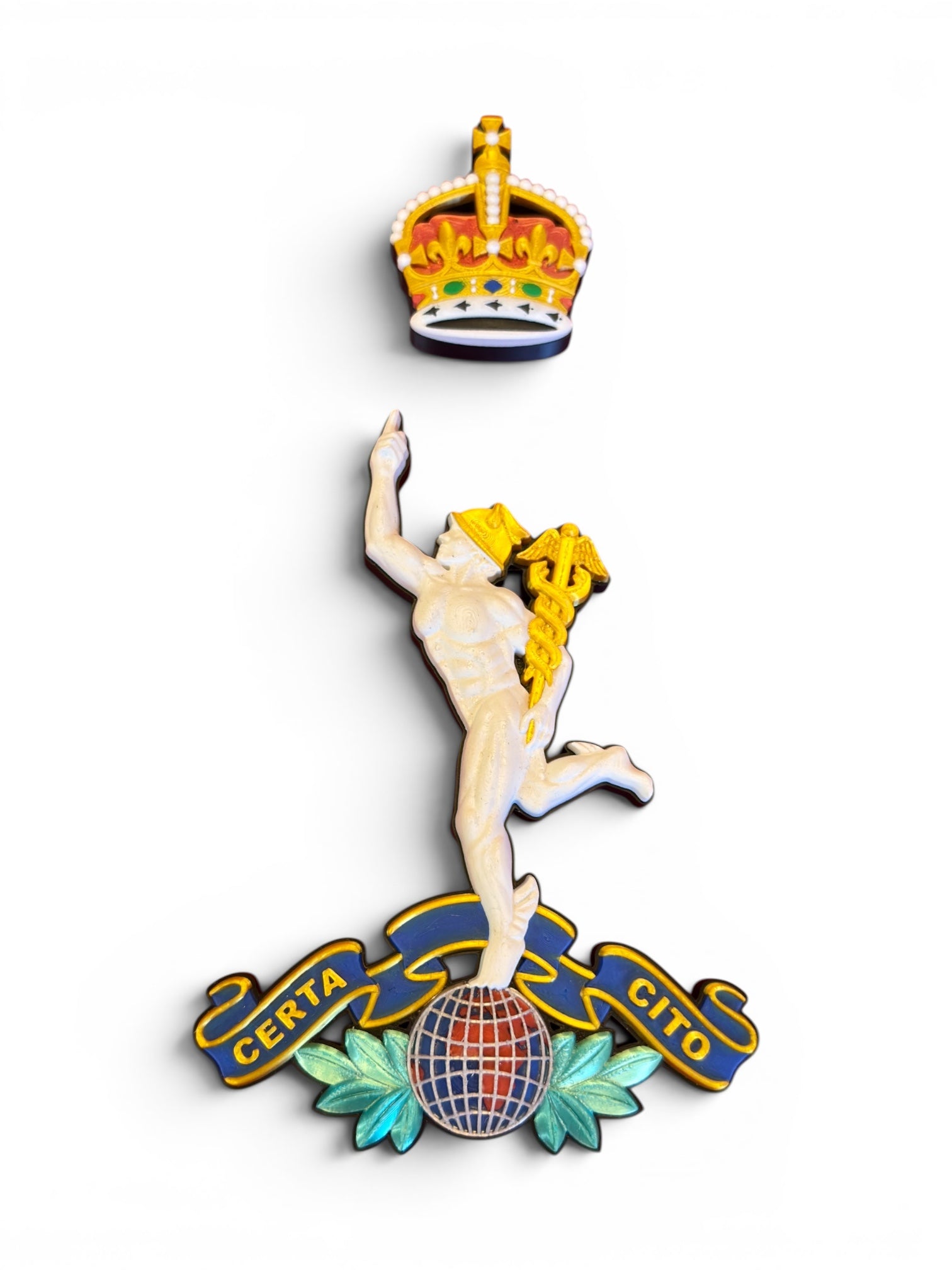 Royal Corps of Signals 3D Printed Cap Badge King's Crown - Precision Military Emblems