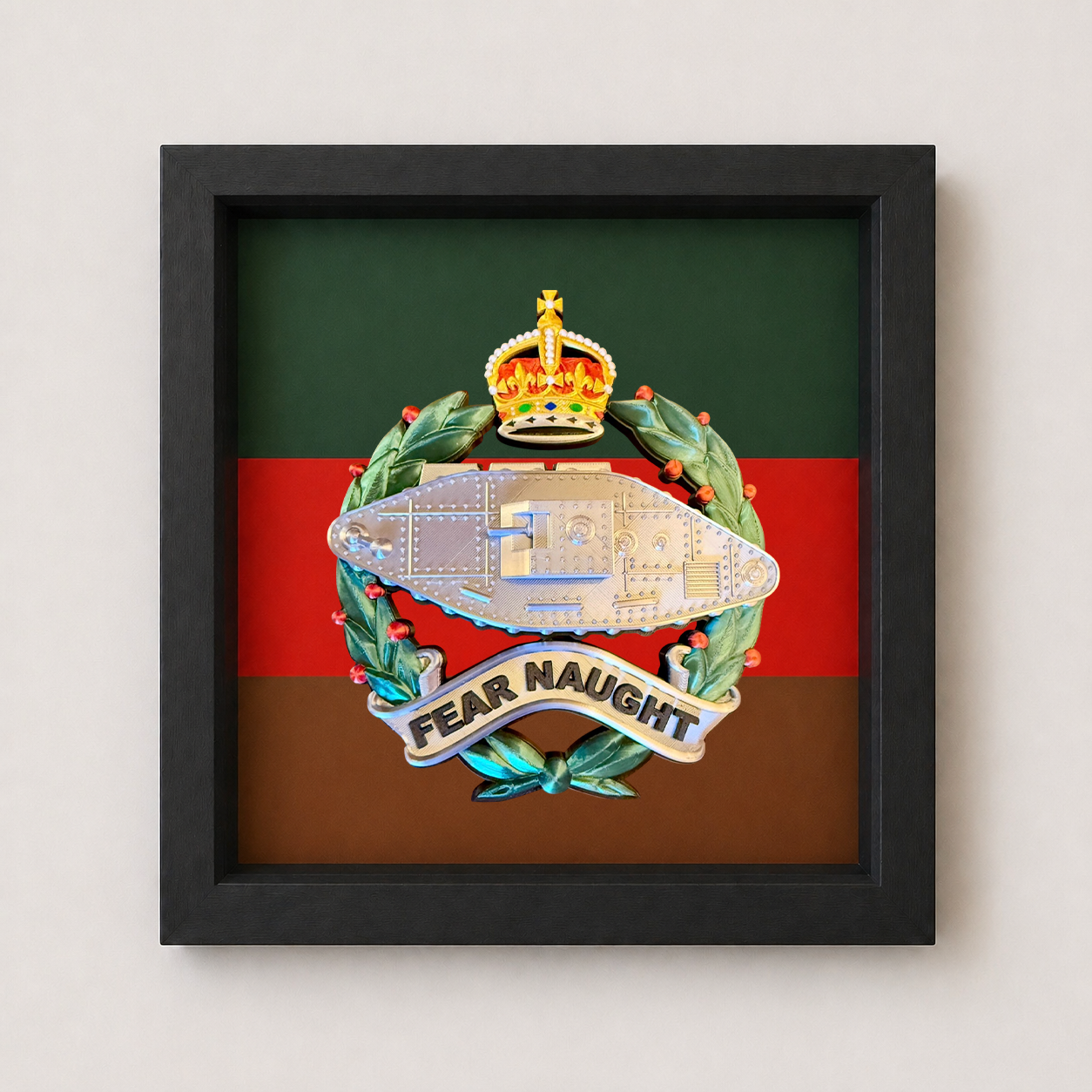 3D Printed Royal Tank Regiment Display Frame – King's Crown Full Colour - Precision Military Emblems