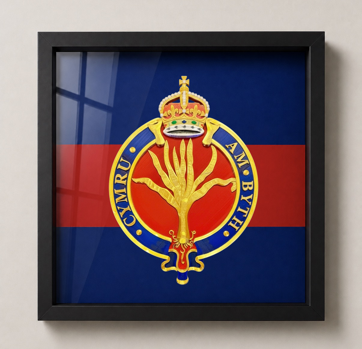Welsh Guards King's Crown Cypher Display Frame - Precision Military Emblems 