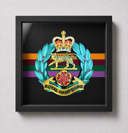 Royal Hampshire Regiment Full Colour Cap Badge Display Frame - Precision Military Emblems 