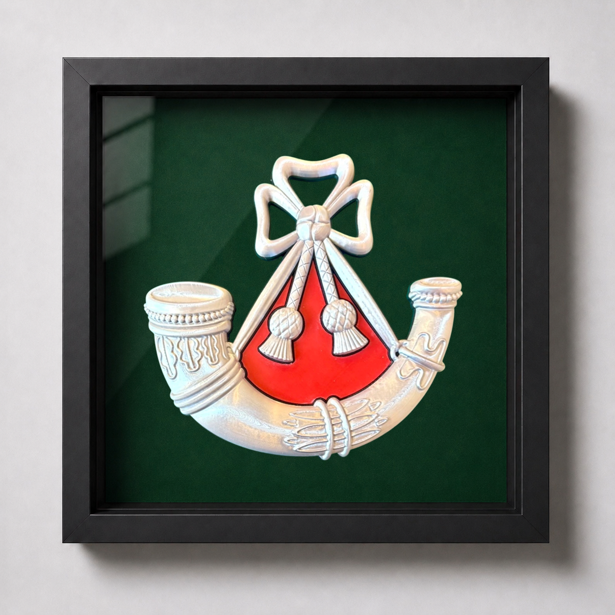 Light Infantry Cap Badge Display Frame – Red Centre - Precision Military Emblems 