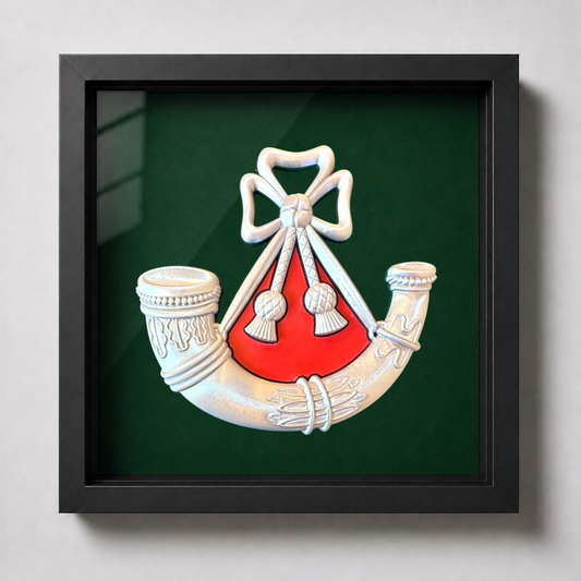 Light Infantry Cap Badge Display Frame – Red Centre - Precision Military Emblems 