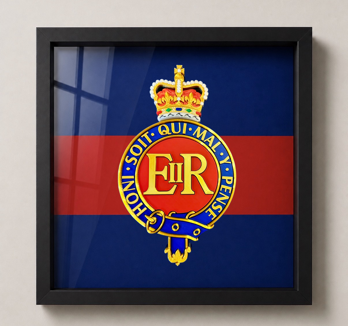 Household Cavalry Queen's Crown Display Frame - Precision Militay Emblm 