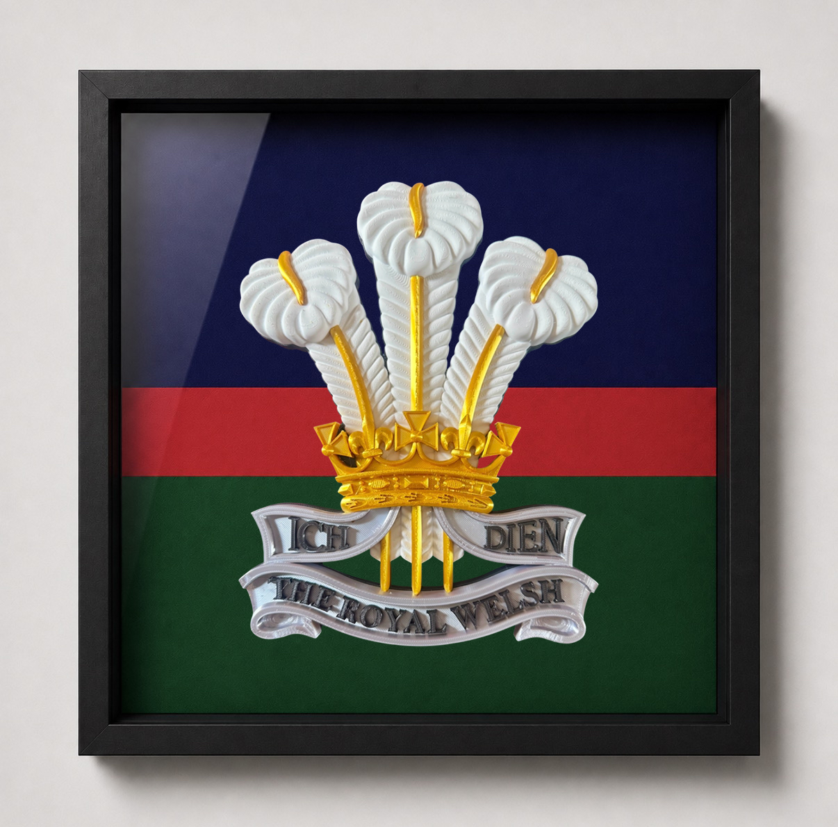 The Royal Welsh Silver, Gold & White Cap Badge Display Frame - Precision Military Emblems 