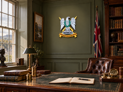 Royal Scots Dragoon Guards cap badge display piece with Waterloo Eagle and crossed carbines