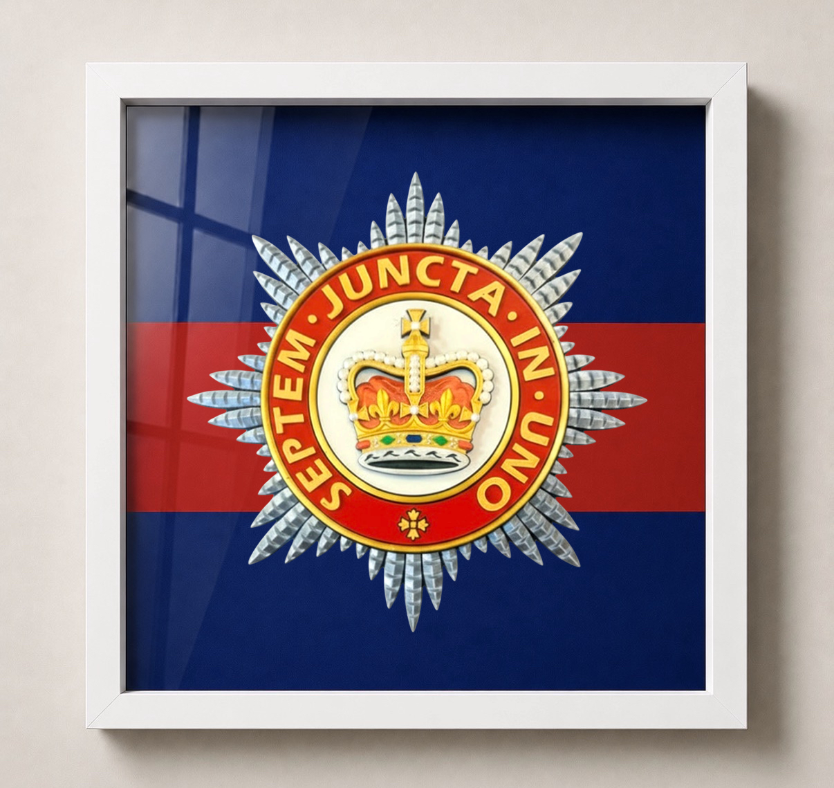 Household Division Queen's Crown Star Display Frame- Precision Militay Emblems 
