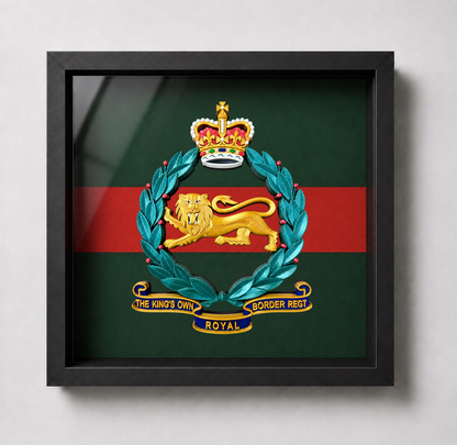 King's Own Royal Border Regiment Full Colour Cap Badge Regimental Colours Display Frame - ,Precision Military Emblems 