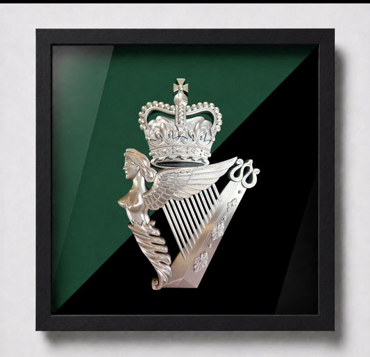 Royal Irish Regiment Queen's Crown Cap Badge Display Frame - Precision Military Emblems