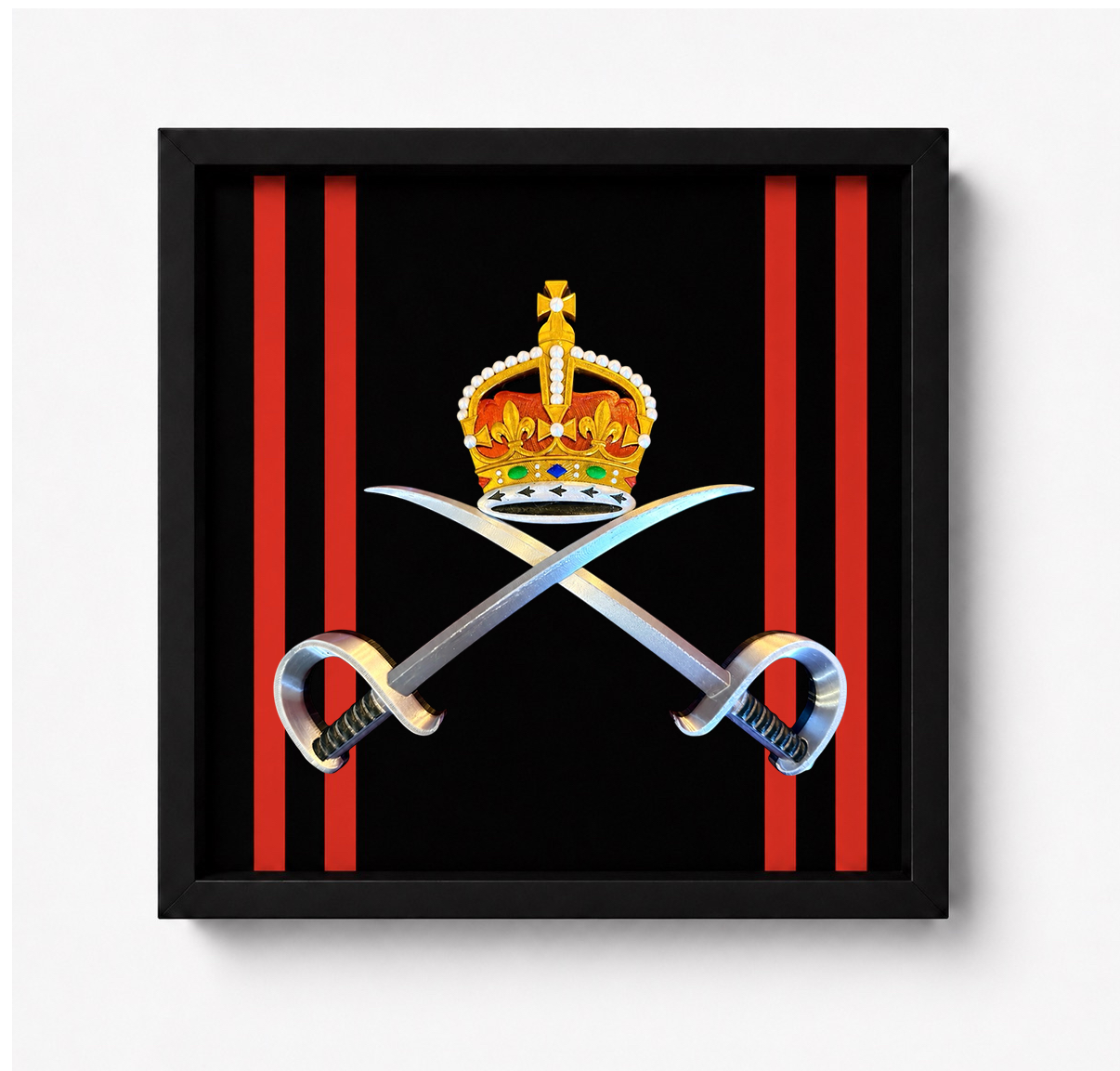 Royal Army Physical Training Corps (RAPTC) 3D Printed Cap Badge Display Frame – King's Crown - Precision Military Emblem 