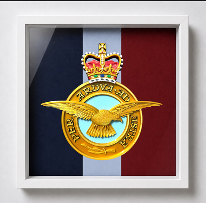 Royal Air Force Emblem – Queen's Crown (MOD Portal Artwork) Display Frame - Precision Military Emblems 