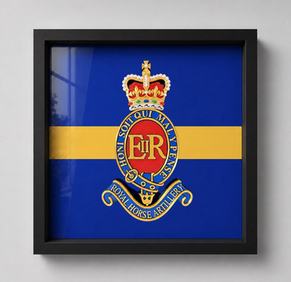 3rd Regiment Royal Horse Artillery (3 RHA) Cap Badge & Stable Belt Display Frame - Precision Military Emblems 