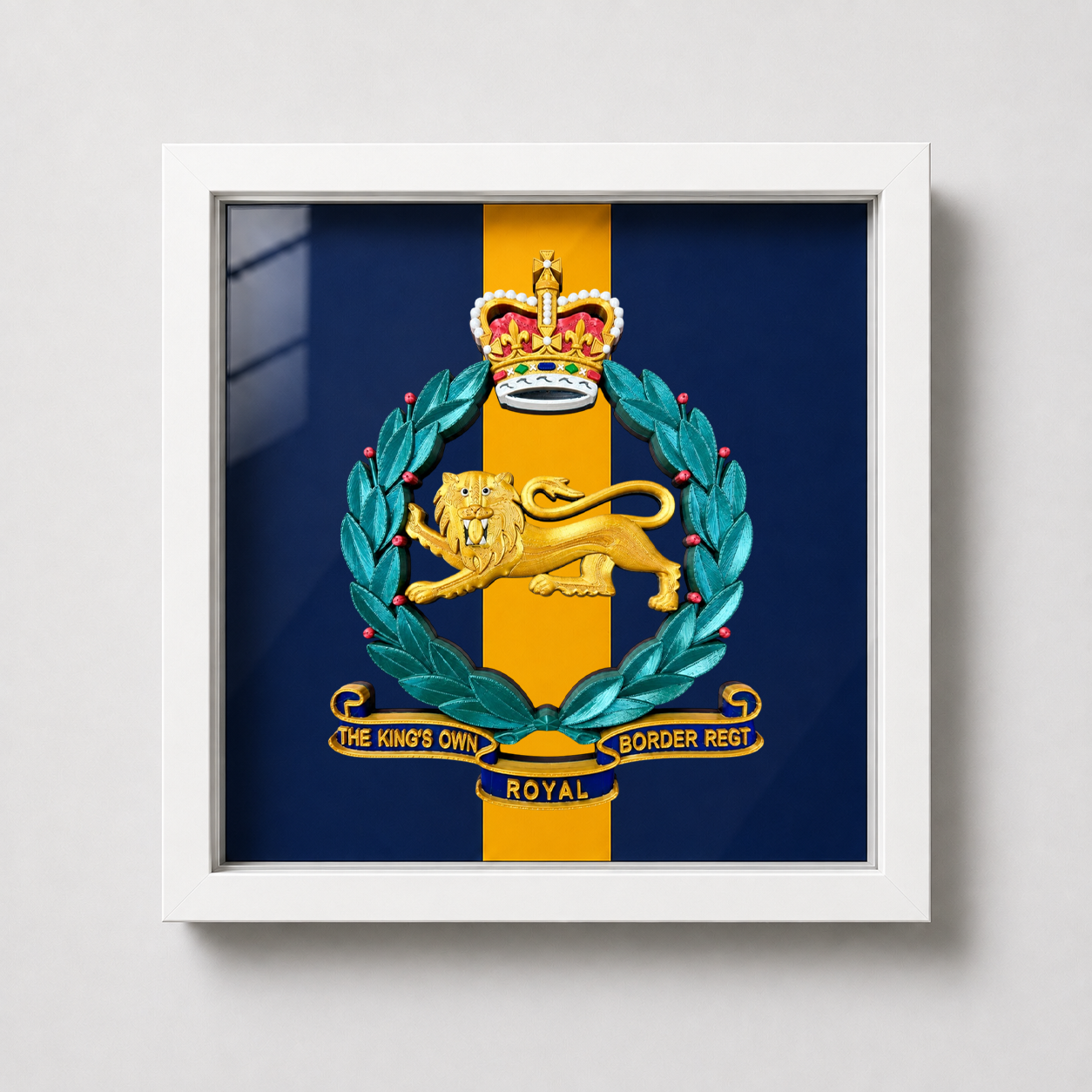 King's Own Royal Border Regiment Full Colour Crest Stable Belt Display Frame -Precision Military Emblems