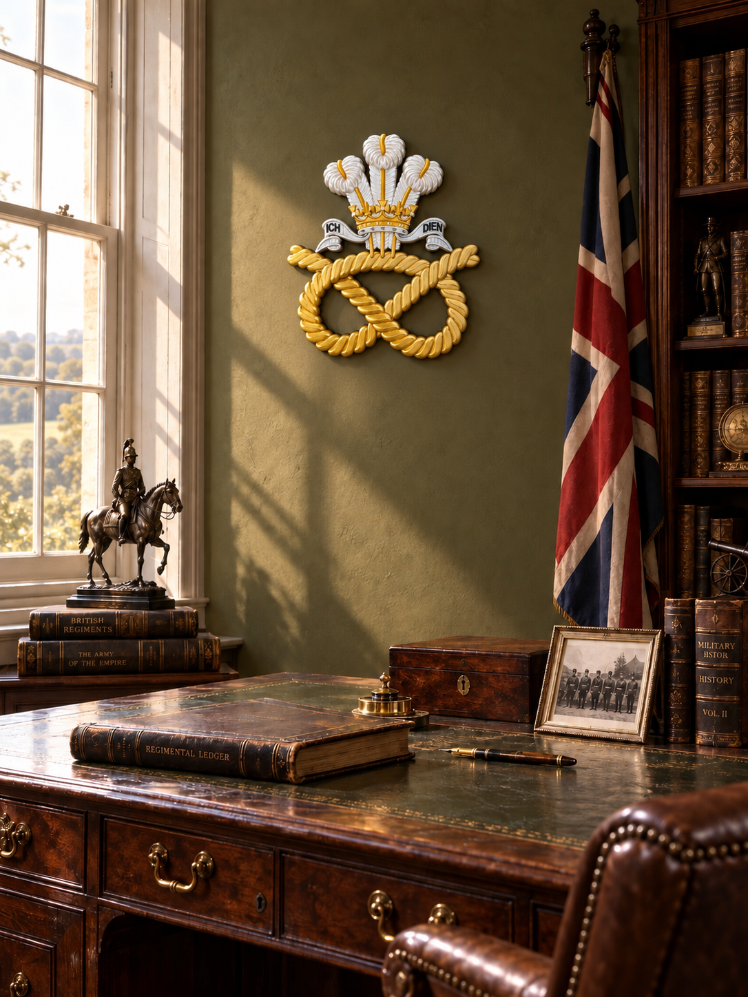 Staffordshire Regiment cap badge display featuring the Staffordshire Knot and Prince of Wales's feathers