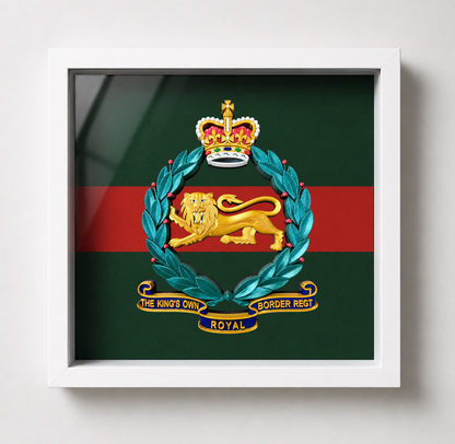 King's Own Royal Border Regiment Full Colour Cap Badge Regimental Colours Display Frame - ,Precision Military Emblems 