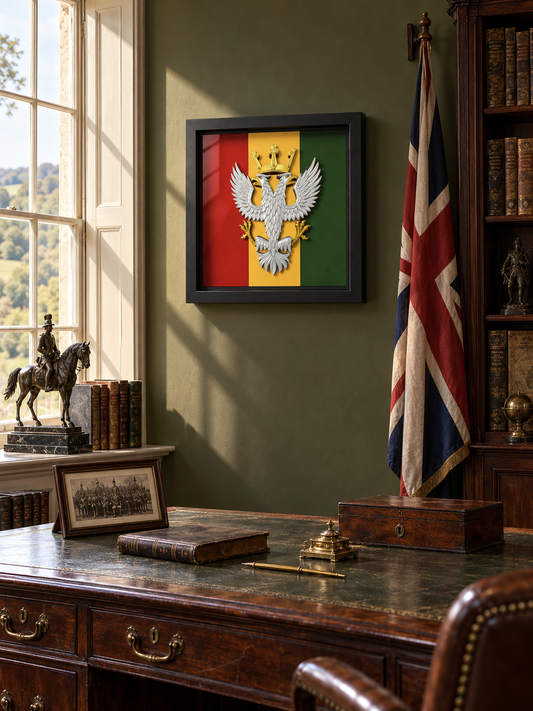 Mercian Regiment Cap Badge Display Frame with double-headed eagle and Saxon Crown