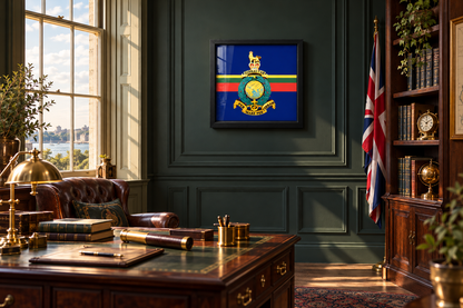 Royal Marines Queen's Crown Globe and Laurel Badge Display Frame, commemorative wall presentation