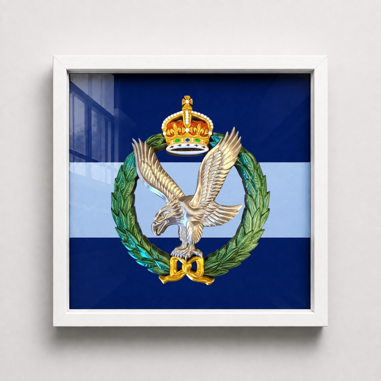 Army Air Corps Cap Badge Display Frame King's Crown - Precision Military Emblems 