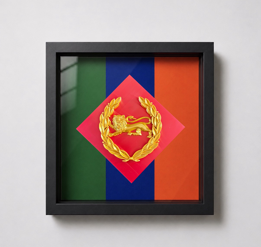 King's Own Royal Border Regiment Beret Badge & Stable Belt Display Frame - Precision Military Emblems 