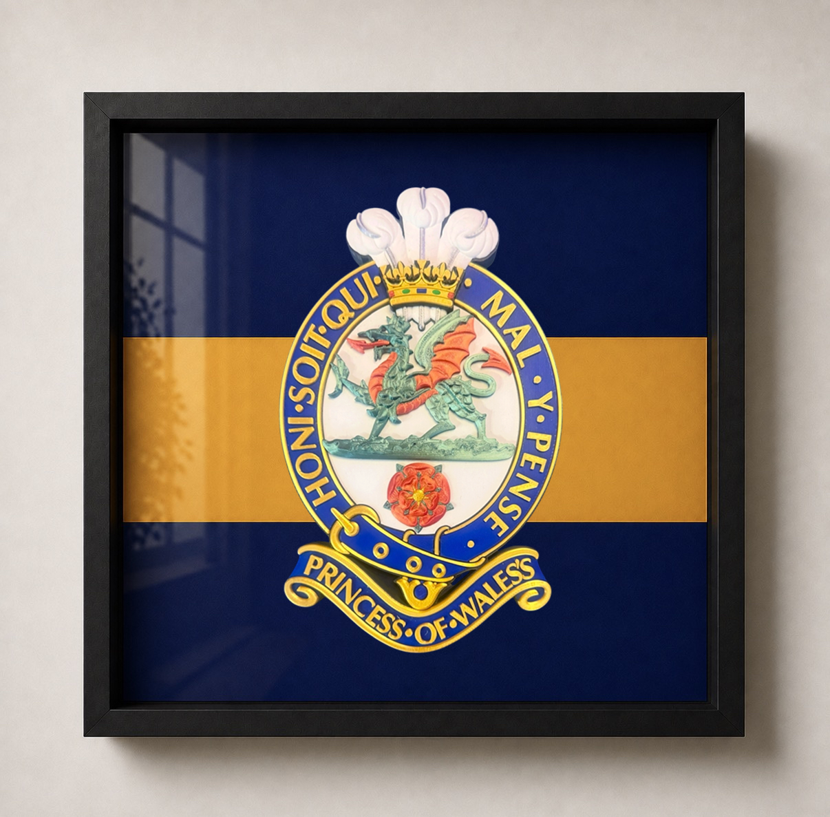 Princess of Wales's Royal Regiment Full Colour Cap Badge Display Frame - Precision Military Emblems 