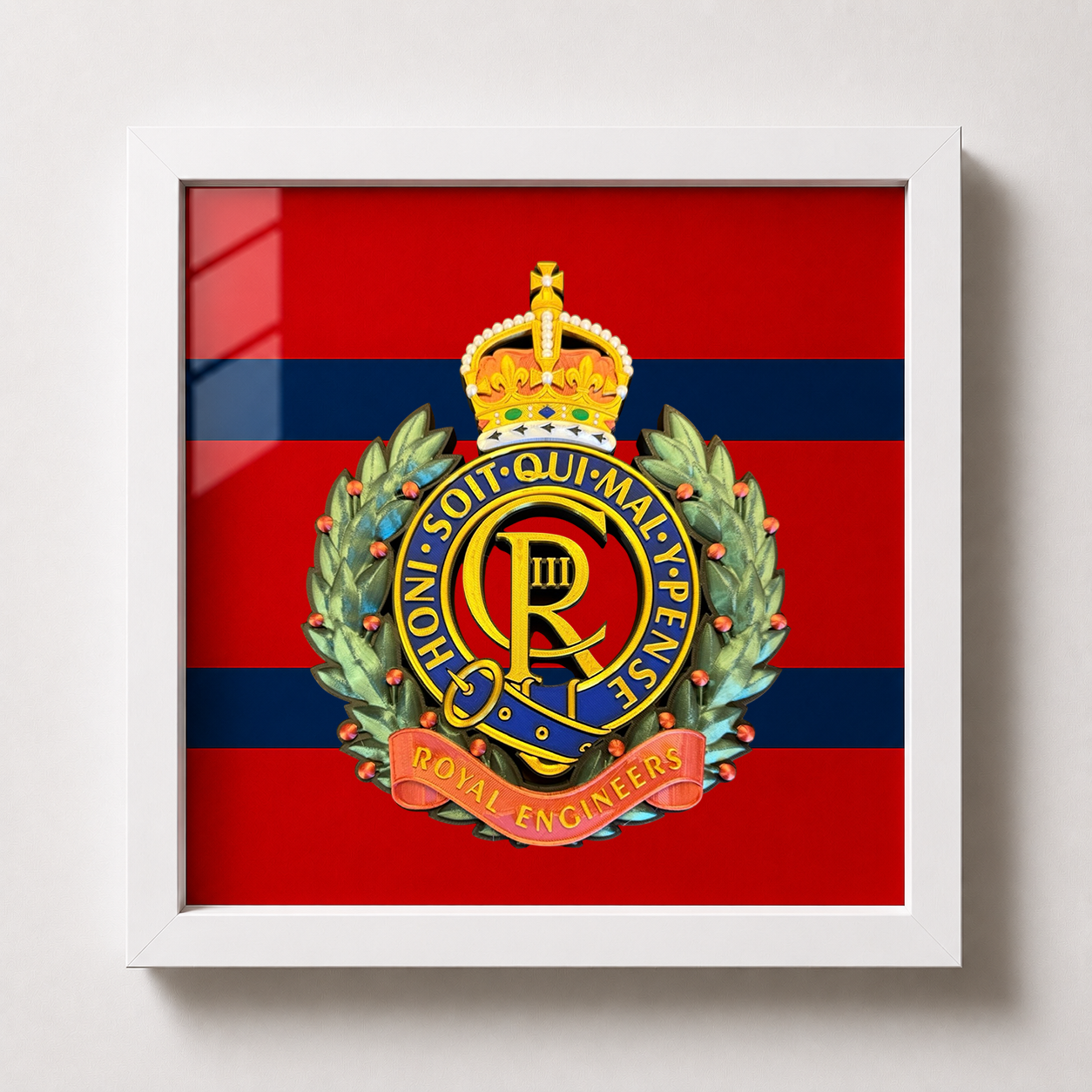 Royal Engineers King's Crown Cap Badge Display Frame - Precision Military Emblems 