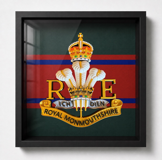 Royal Monmouthshire Royal Engineers Cap Badge Display Frame King's Crown - Precision Military Emblems 