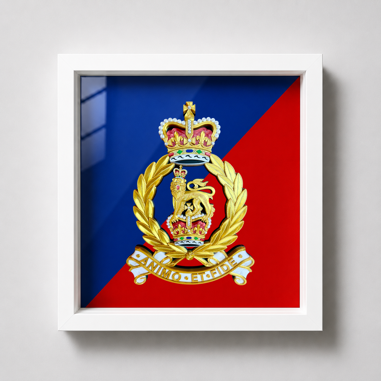 Adjutant General's Corps Queen's Crown Cap Badge Display Frame - Precision Militar Emblems 