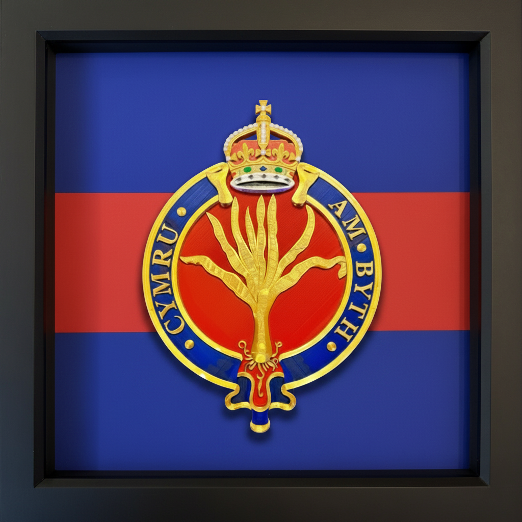3D Printed Welsh Guards Cap Badge Display Frame – King's Crown - Precision Military Emblems