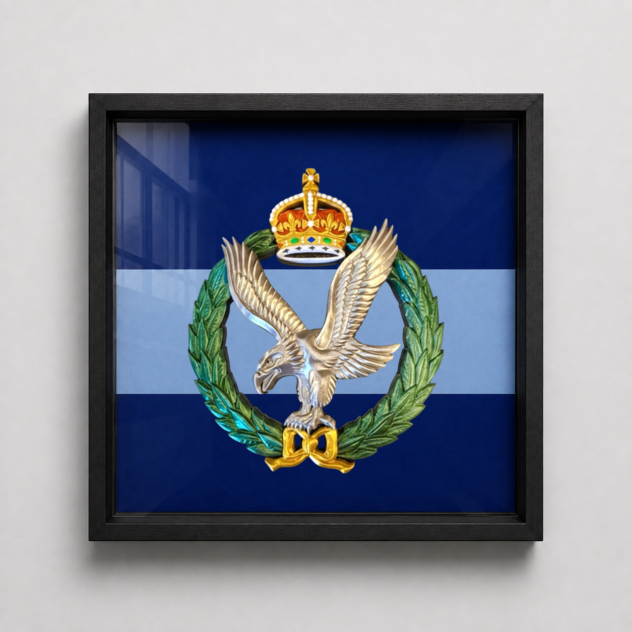 Army Air Corps Cap Badge Display Frame King's Crown - Precision Military Emblems 