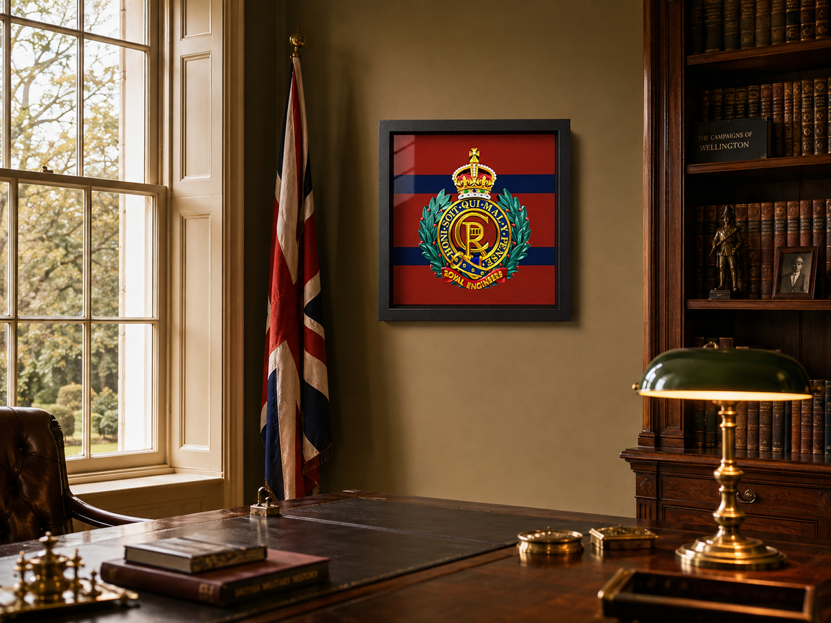 Royal Engineers King's Crown Cap Badge Display Frame - Precision Military Emblems 