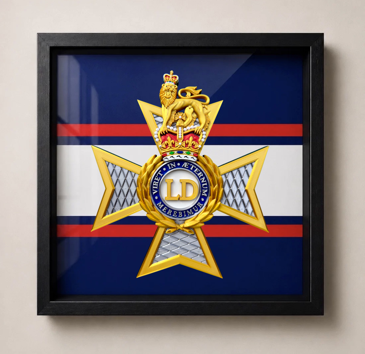 The Light Dragoons Cap Badge Display Frame – Queen's Crown - Precision Military Emblems 
