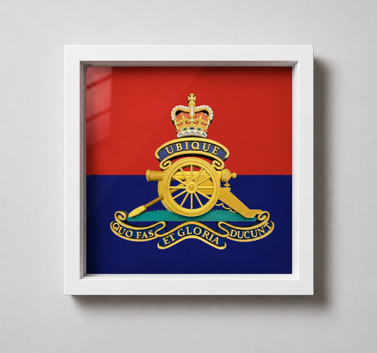 Royal Regiment of Artillery Queen's Crown Cap Badge Display Frame - Precision Military Emblems 