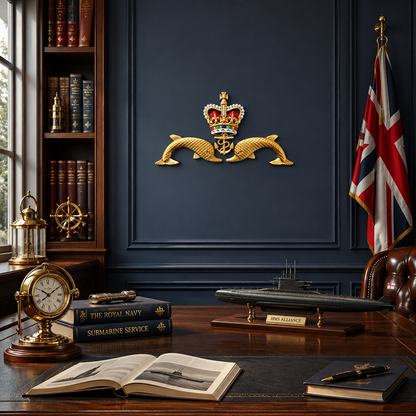 Royal Navy Submarine Service "Dolphins" Badge | Queen's Crown - Precision Militay Emblems 