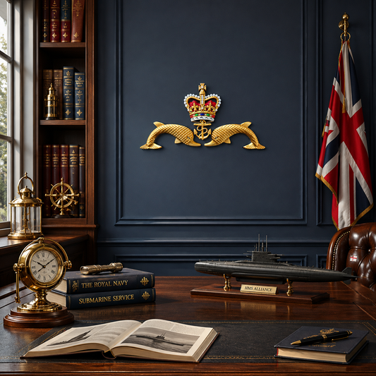 Royal Navy Submarine Service "Dolphins" Badge | Queen's Crown - Precision Militay Emblems 