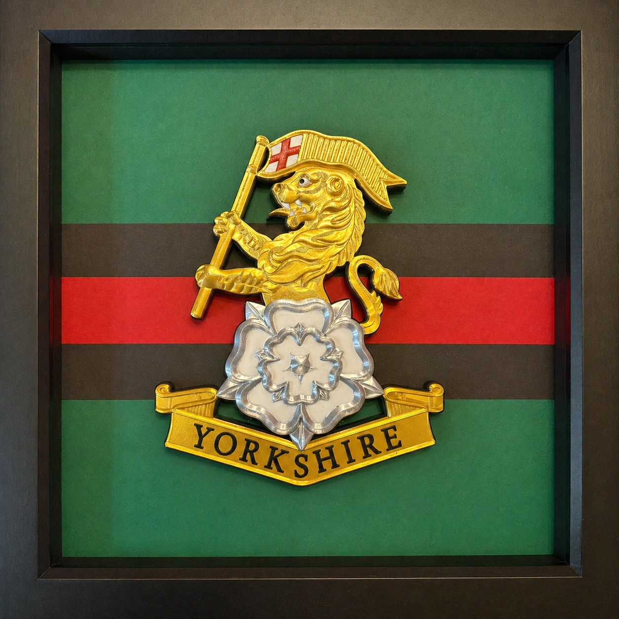 3D Printed Yorkshire Regiment Cap Badge Display Frame - Precision Military Emblems