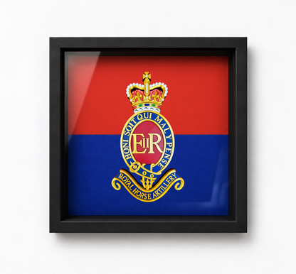 3rd Regiment Royal Horse Artillery (3 RHA) 3D Printed Cap Badge in Black Display Frame - Precision Military Emblems
