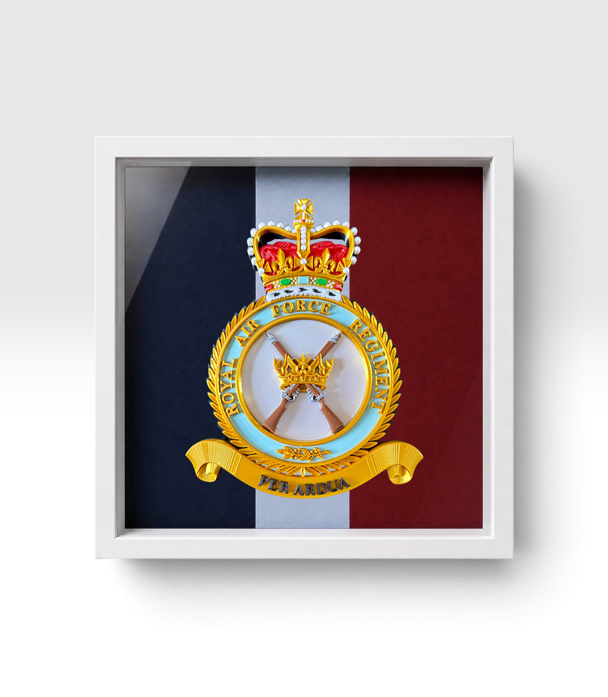 Royal Air Force Regiment Queen's Crown Emblem Display Frame - Preciion Military Emblems 