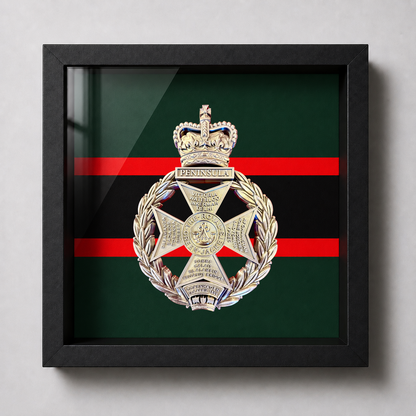 Royal Green Jackets Silver Cap Badge Display Frame - Precision Military Emblems 