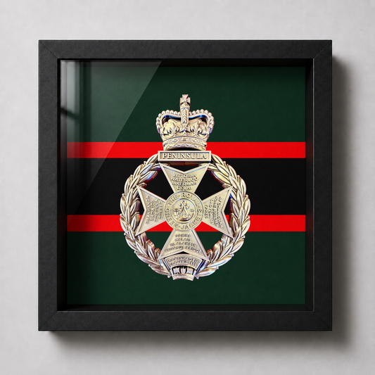 Royal Green Jackets Silver Cap Badge Display Frame - Precision Military Emblems 