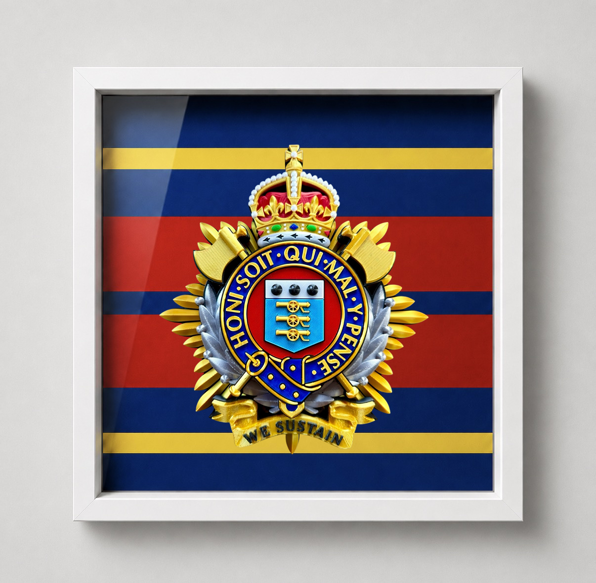 Royal Logistic Corps King's Crown Cap Badge Display Frame - Precision Military Emblems 