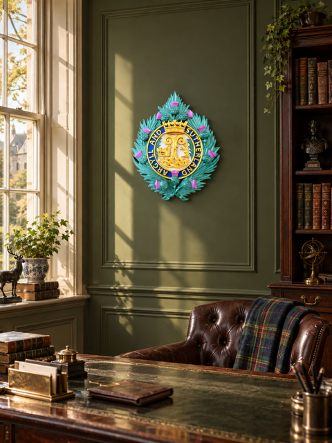 Argyll and Sutherland Highlanders cap badge display piece in full colour