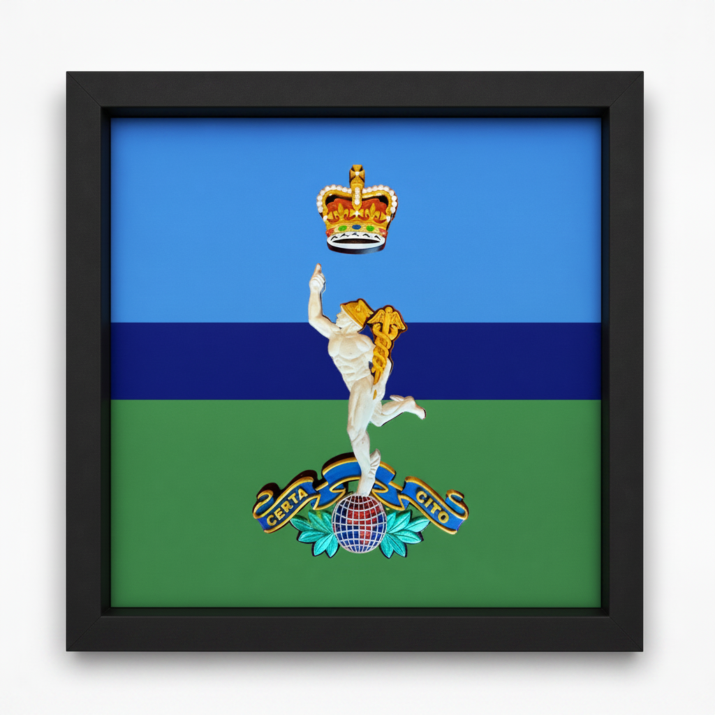 3D Printed Royal Corps of Signals Cap Badge Display Frame – Queen's Crown - Precision Military Emblems