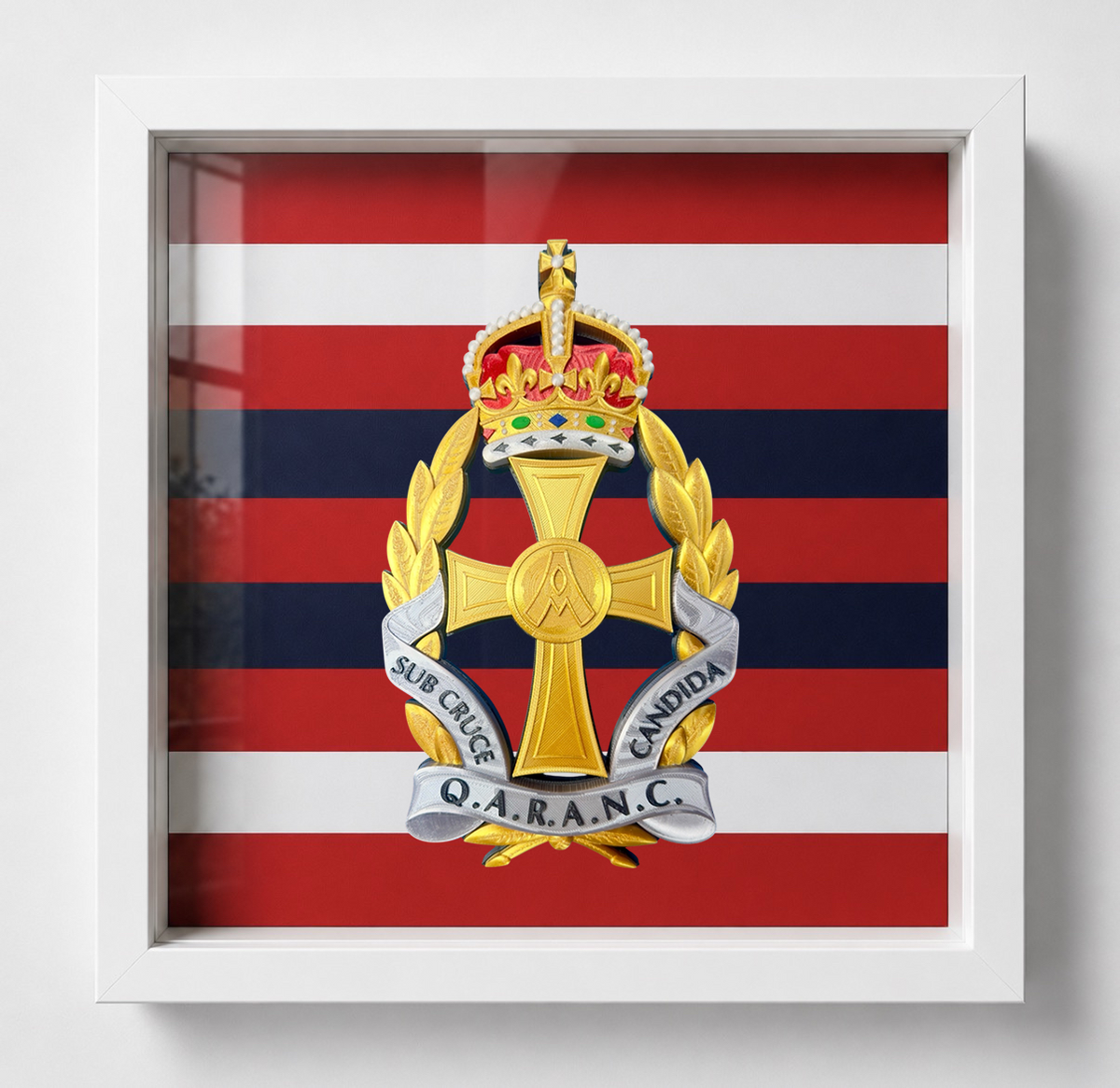 Queen Alexandra's Royal Army Nursing Corps King's Crown Cap Badge Display Frame - Precision Military Emblems 