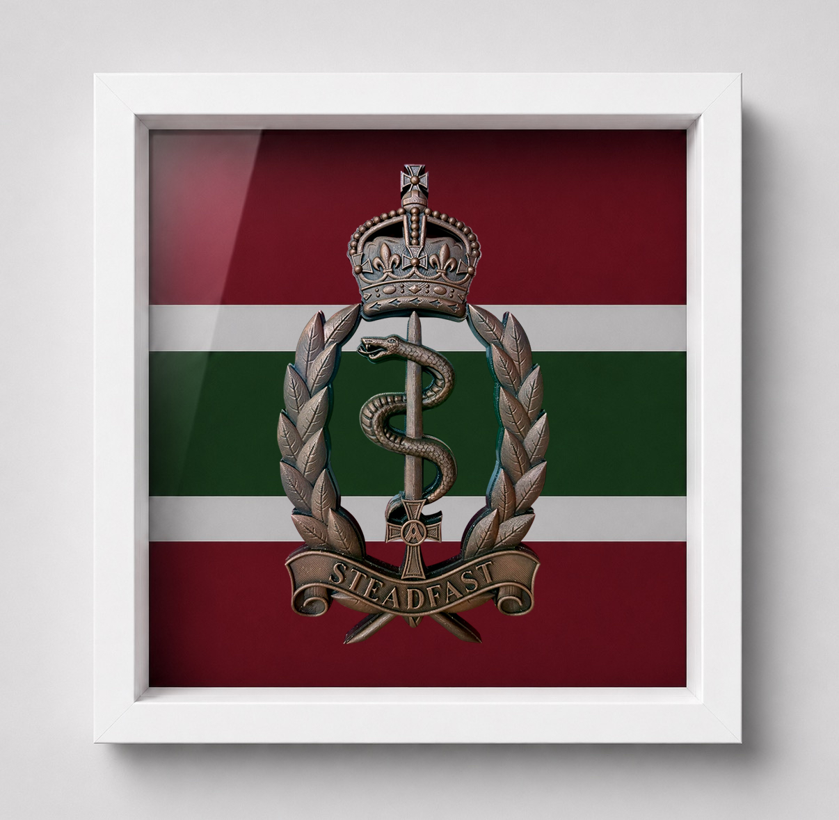 Royal Army Medical Service Brass Coloured Hand Painted Display Frame - Precision Mlitary Emblems 