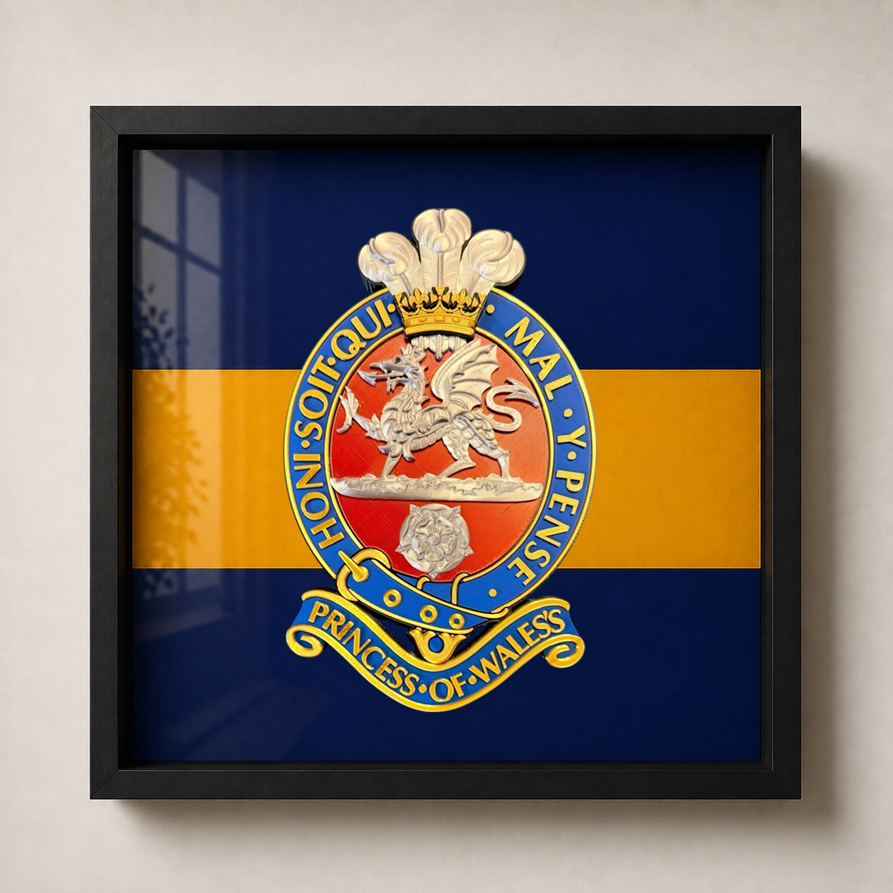 Princess of Wales's Royal Regiment PWRR Cap Badge Display Frame - Precision Military Emblems
