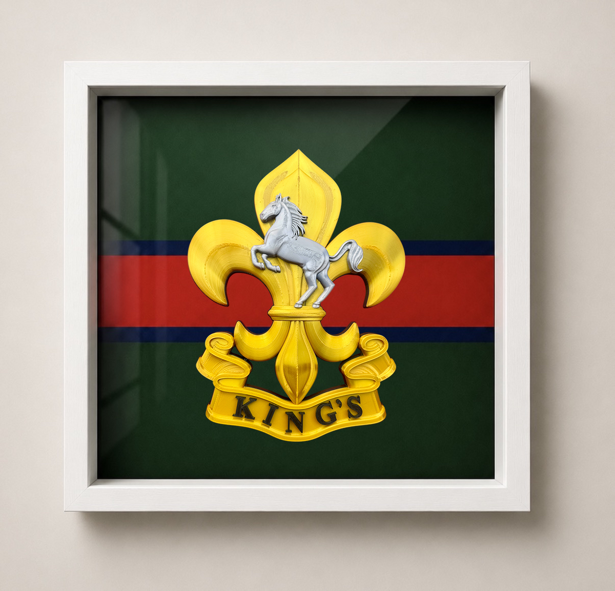 The King's Regiment Cap Badge Display Frame - Precision Military Emblems 