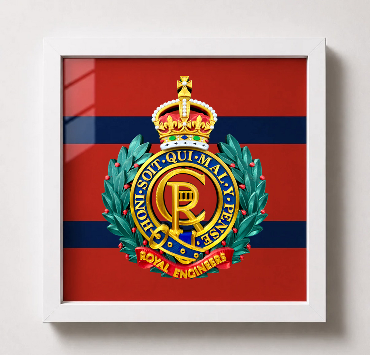 Royal Engineers King's Crown Cap Badge Display Frame - Precision Military Emblems 