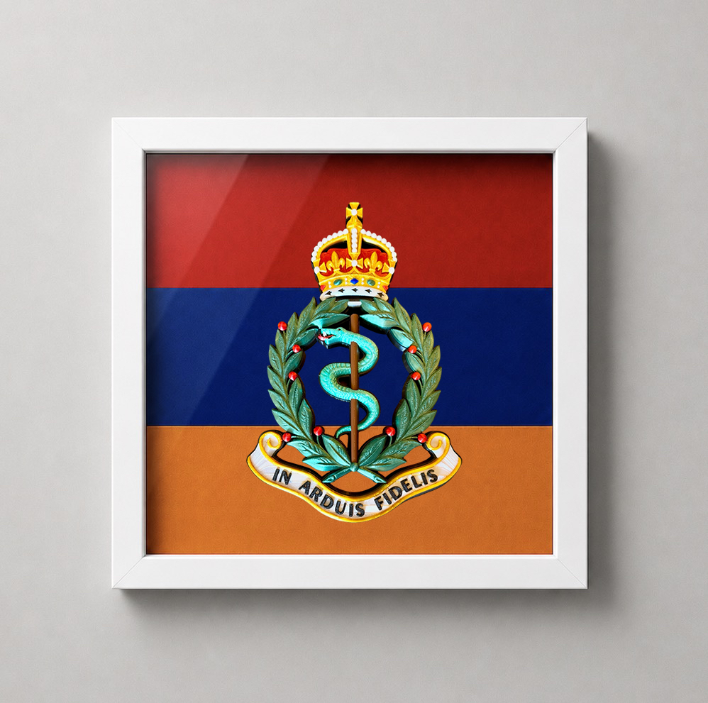Royal Army Medical Corps King's Crown Cap Badge Display Frame