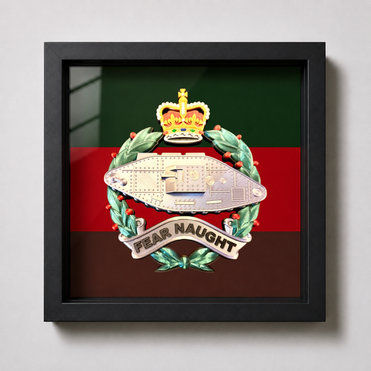 Royal Tank Regiment Queen's Crown Cap Badge Display Frame - Precision Military Emblems 